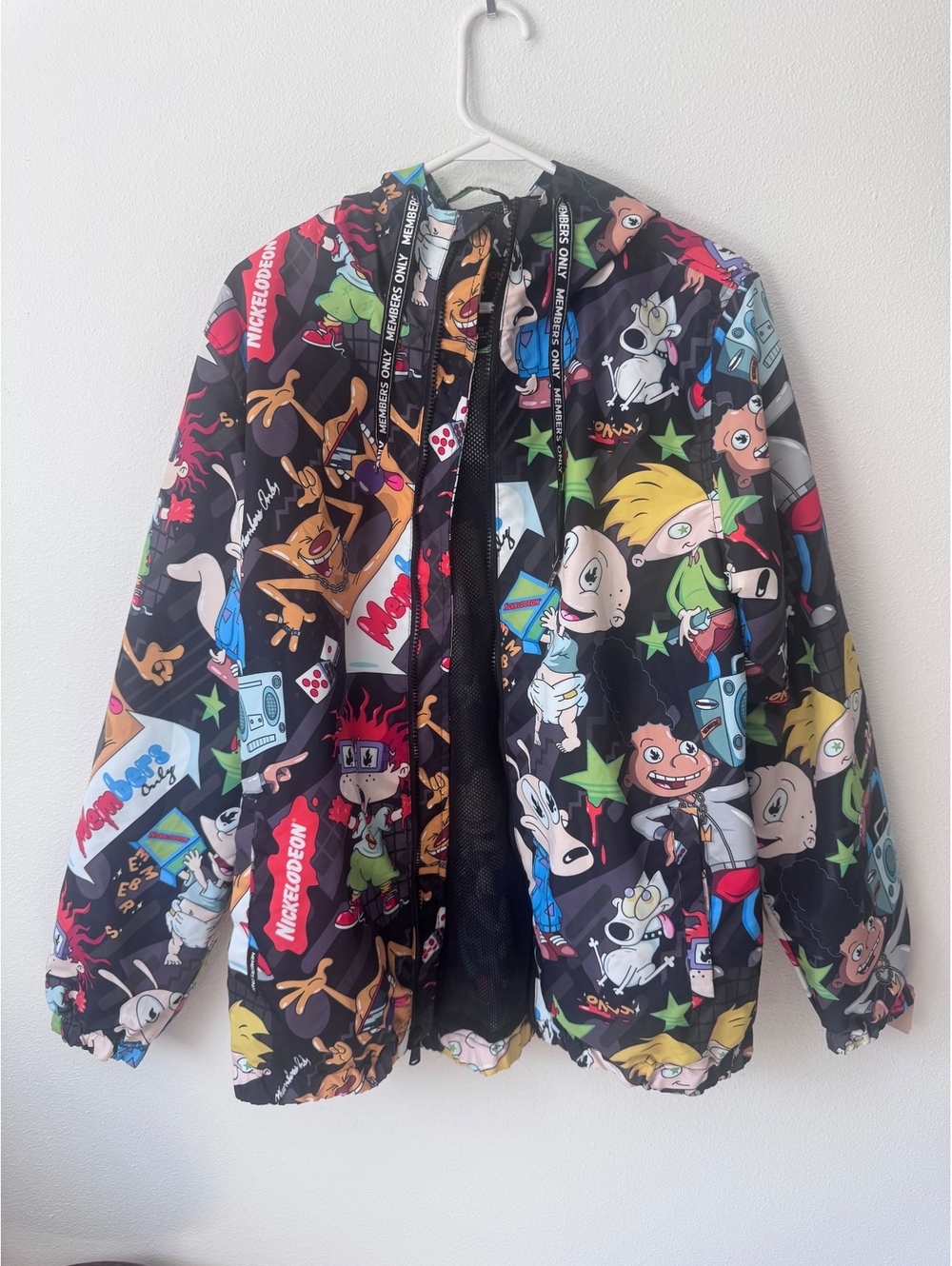 Members Only x Nickelodeon Cartoon Print Windbreaker Jacket Medium